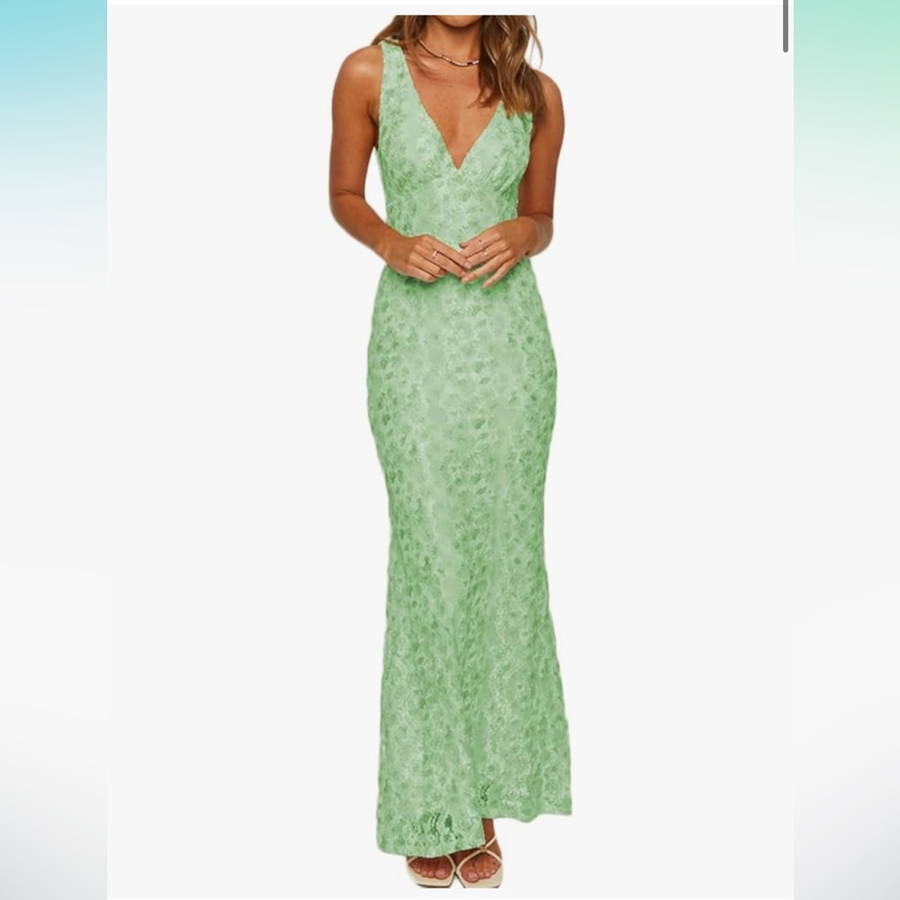Green maxi dress wedding guest dress